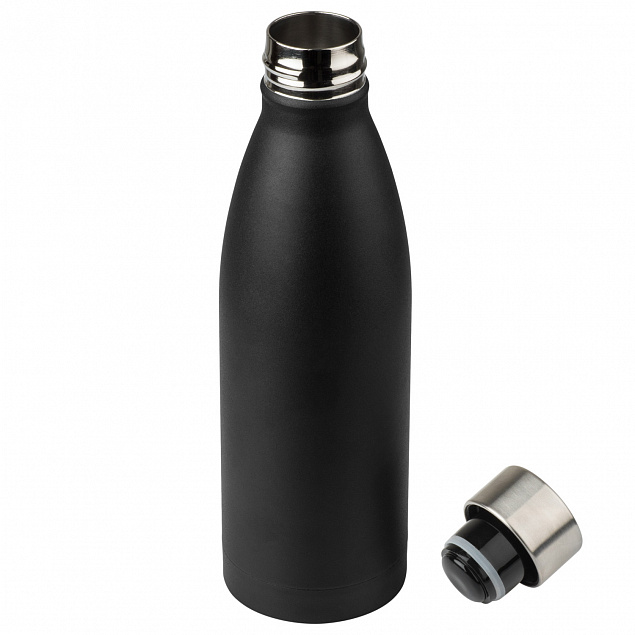 Термобутылка вакуумная герметичная, Fresco, 500 ml, черная с логотипом в Нефтекамске заказать по выгодной цене в кибермаркете AvroraStore