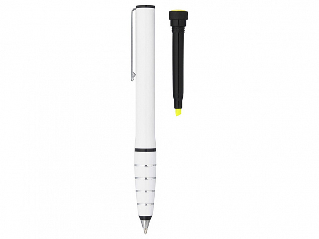 Ручка шариковая с маркером Jura, белый с логотипом в Нефтекамске заказать по выгодной цене в кибермаркете AvroraStore