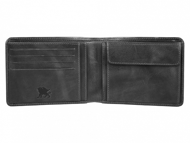 Бумажник Mano Don Luca, натуральная кожа в черном цвете, 12,5 х 9,7 см с логотипом в Нефтекамске заказать по выгодной цене в кибермаркете AvroraStore