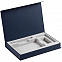 Коробка Silk с ложементом под ежедневник, аккумулятор и ручку, синяя с логотипом в Нефтекамске заказать по выгодной цене в кибермаркете AvroraStore