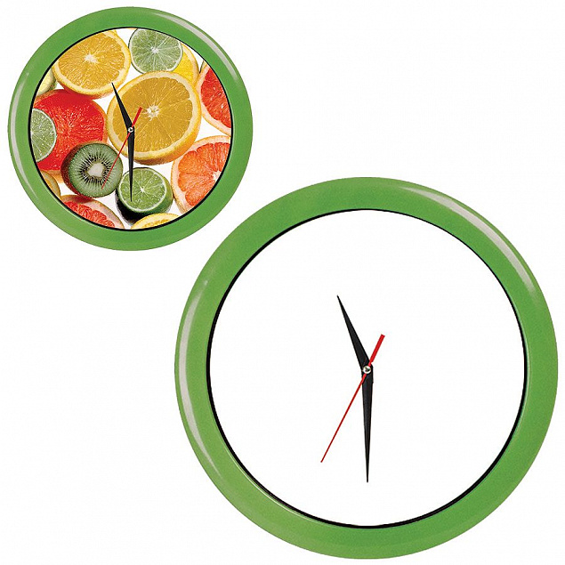 Часы настенные "ПРОМО" разборные ; зеленый яркий,  D28,5 см; пластик с логотипом в Нефтекамске заказать по выгодной цене в кибермаркете AvroraStore