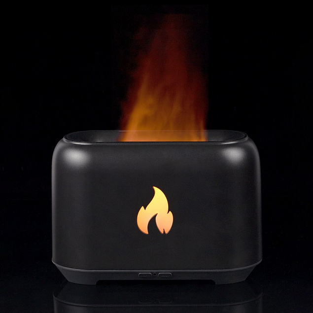 Увлажнитель-ароматизатор Fire Flick с имитацией пламени, черный с логотипом в Нефтекамске заказать по выгодной цене в кибермаркете AvroraStore