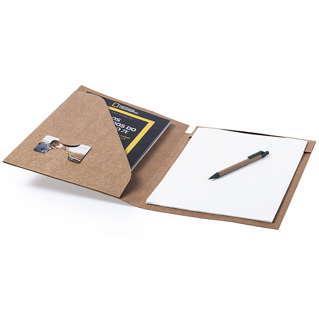 Папка BLOGUER A4 с бумажным блоком и ручкой, рециклированый картон с логотипом в Нефтекамске заказать по выгодной цене в кибермаркете AvroraStore