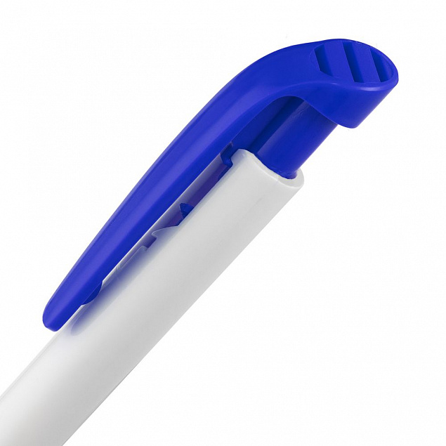 Ручка шариковая Favorite, белая с синим с логотипом в Нефтекамске заказать по выгодной цене в кибермаркете AvroraStore