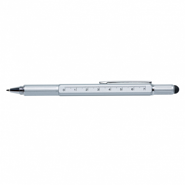 Многофункциональная ручка 5 в 1, серебряный с логотипом в Нефтекамске заказать по выгодной цене в кибермаркете AvroraStore