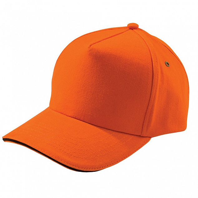 Бейсболка Unit Сlassic, оранжевая с черным кантом с логотипом в Нефтекамске заказать по выгодной цене в кибермаркете AvroraStore