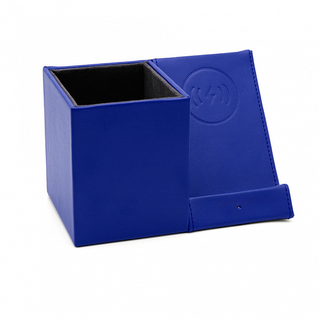 Настольный органайзер Elegans c беспроводной зарядкой - Синий HH с логотипом в Нефтекамске заказать по выгодной цене в кибермаркете AvroraStore