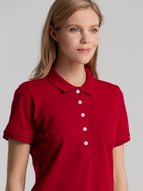 Рубашка поло женская Sunset, красная с логотипом в Нефтекамске заказать по выгодной цене в кибермаркете AvroraStore