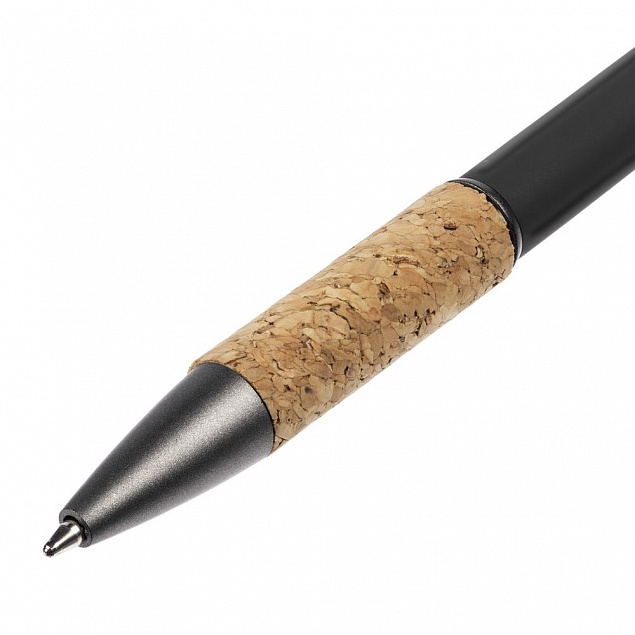 Ручка шариковая Cork, черная с логотипом в Нефтекамске заказать по выгодной цене в кибермаркете AvroraStore