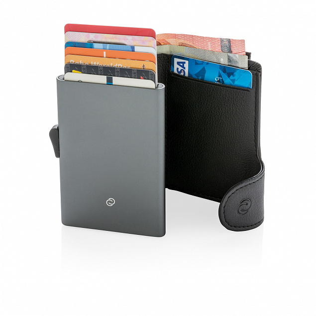 Кошелек с отделением для монет и держателем для карт C-Secure RFID, черный с логотипом в Нефтекамске заказать по выгодной цене в кибермаркете AvroraStore